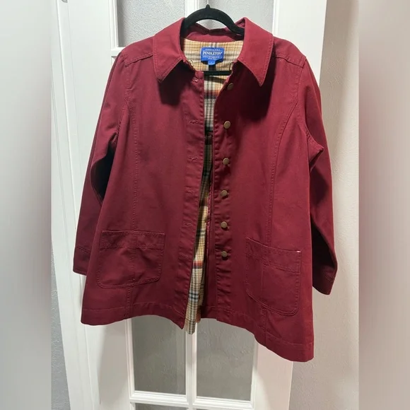 Pendleton Womens Crimson Canvas Coat - Picture 2 of 13